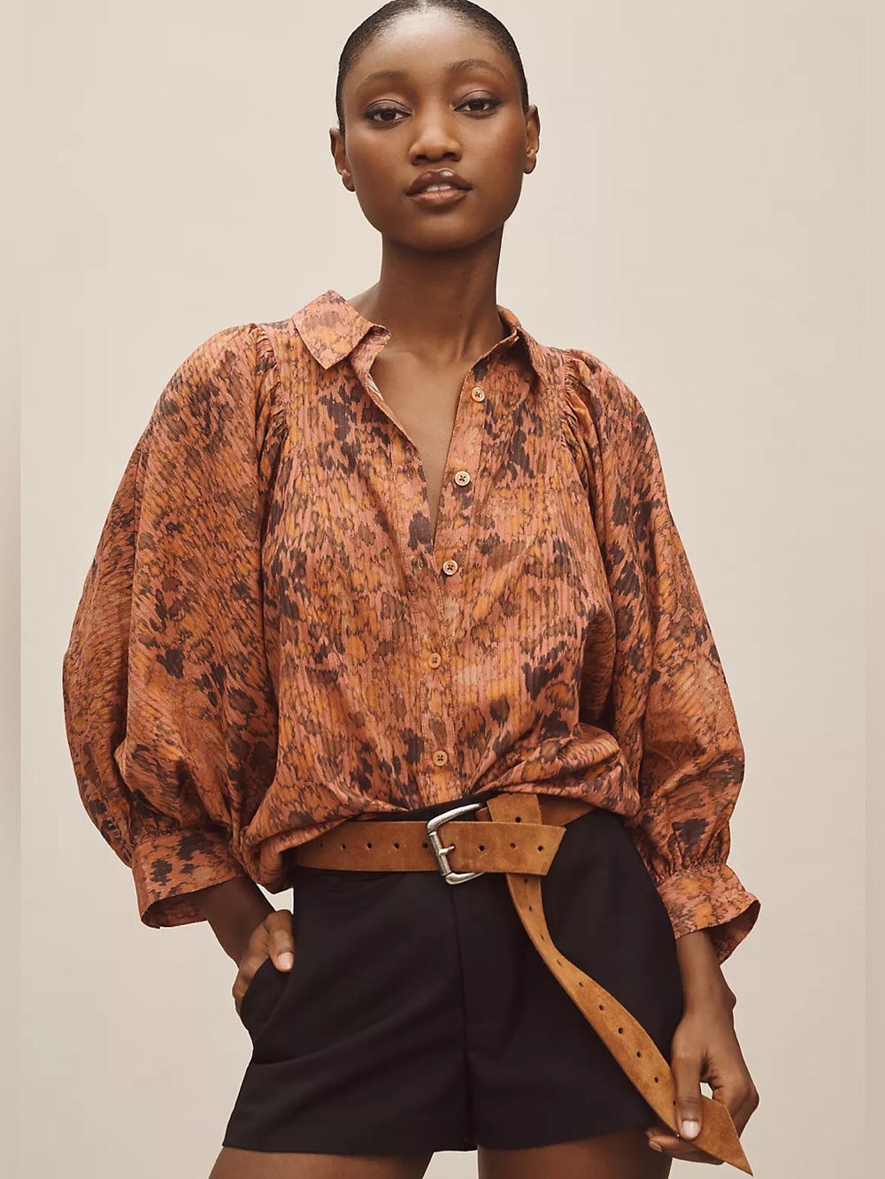 Anthropology Maeve Easy Voluminous Buttondown Shirt Sz XS